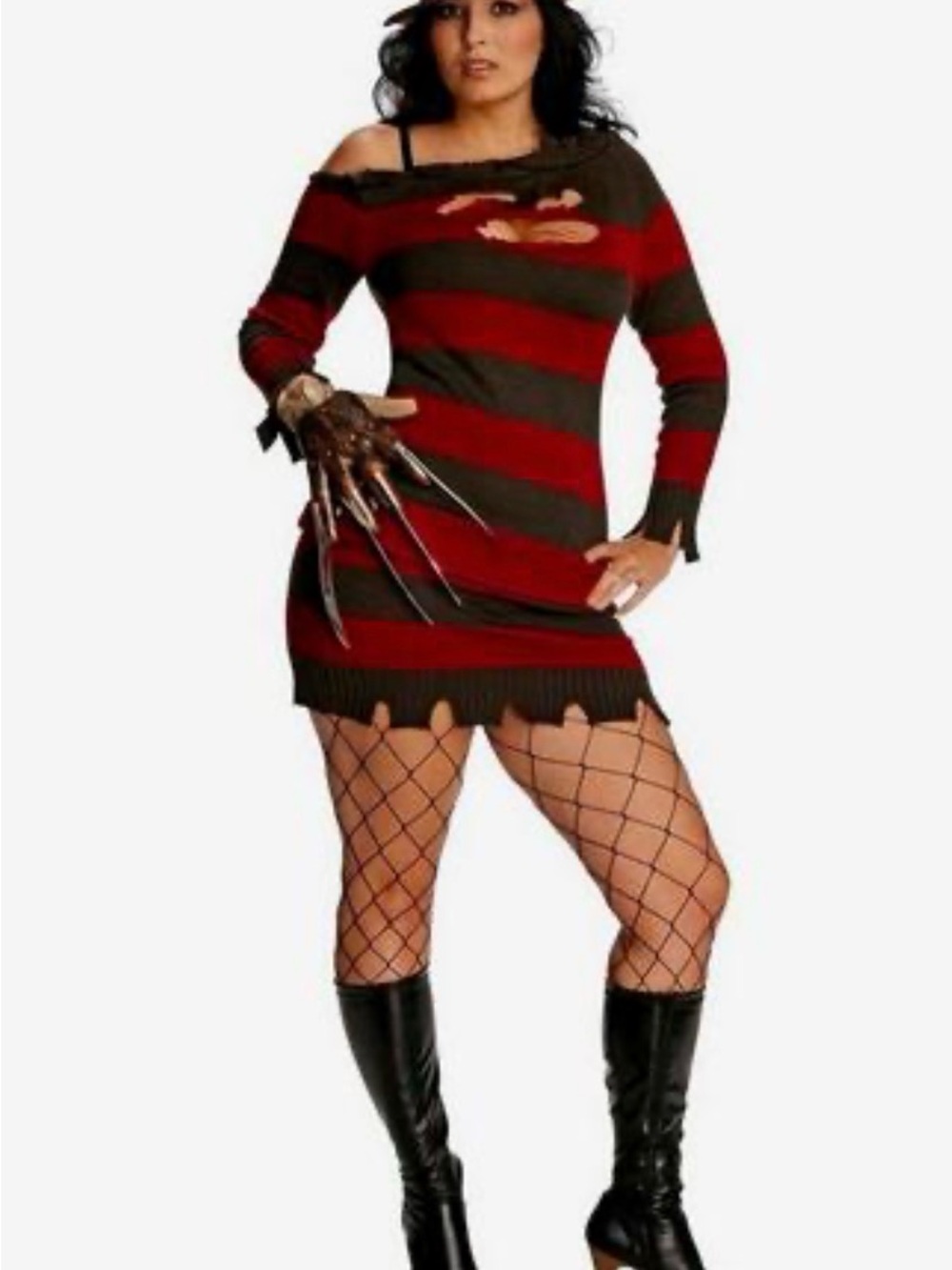 Disguise Women Halloween Costume Sweater Dress Freddy Kruger New With Tags